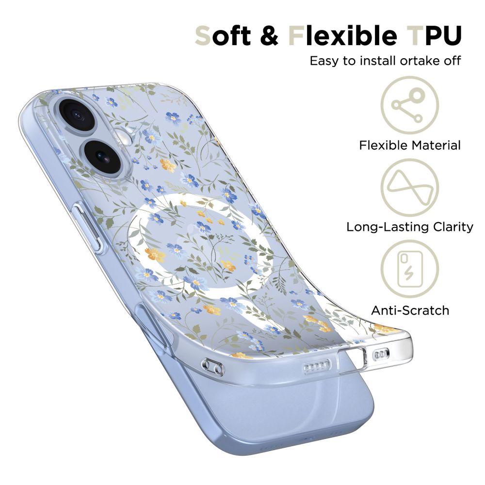 Tech-Protect FlexAir MagSafe vāciņš iPhone 17 - Margrietiņas ar lapām | Phone Case Cover Daisies With Leaves (2)