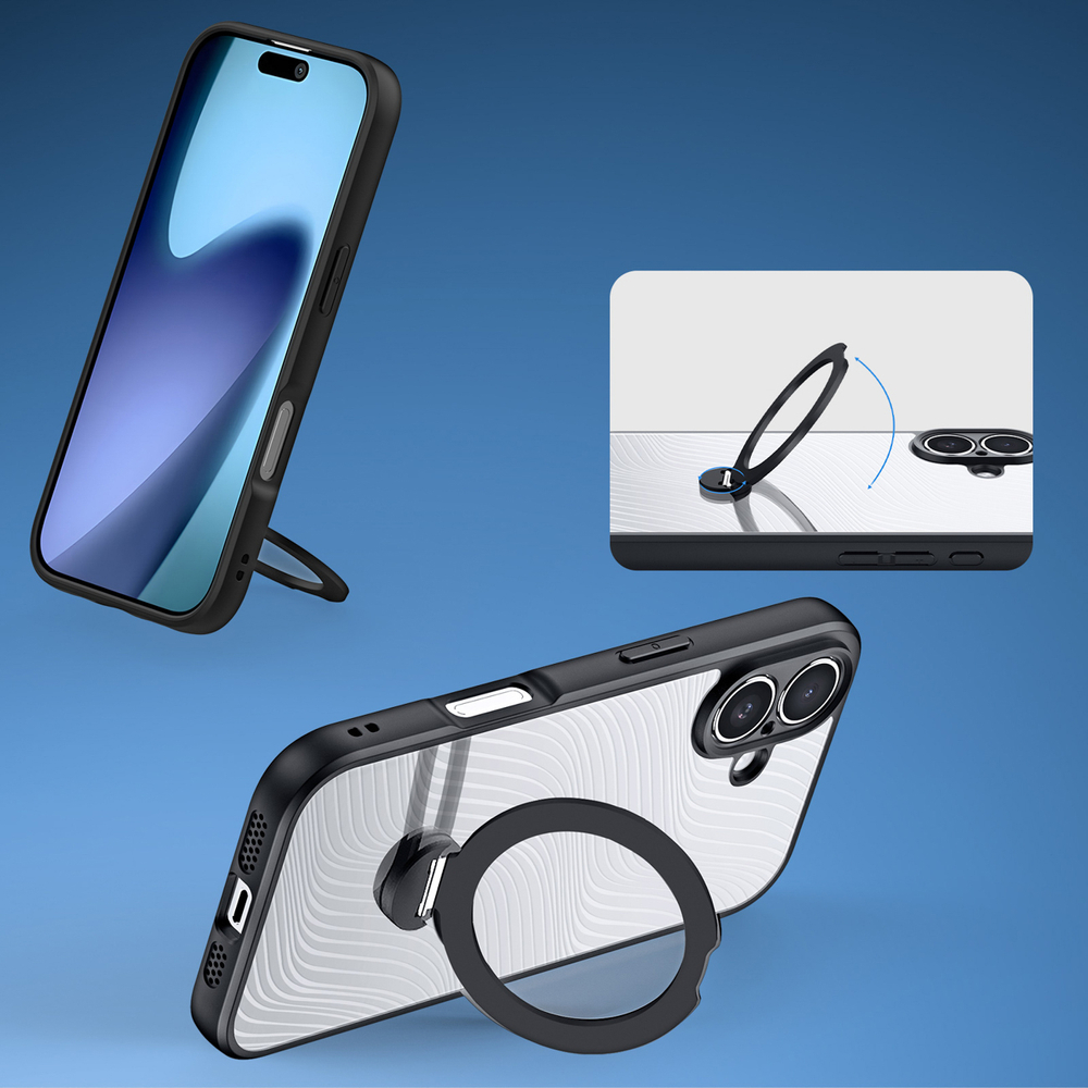 Dux Ducis Aimo Mag maciņš ar magnētisko gredzenu un statīvu iPhone 17 – melns | Phone Case Cover (2)