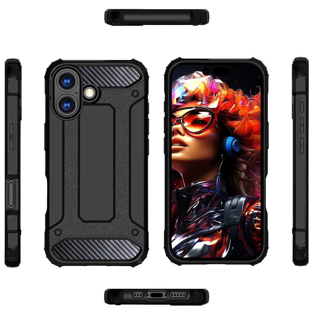 Hybrid Armor aizsargmaciņš iPhone 17 – melns | Phone Case Cover (2)