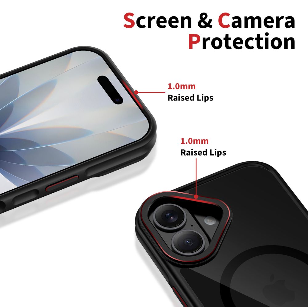Tech-Protect MagHybrid MagSafe vāciņš iPhone 17 tālrunim – melns un sarkans | Phone Case Cover (2)