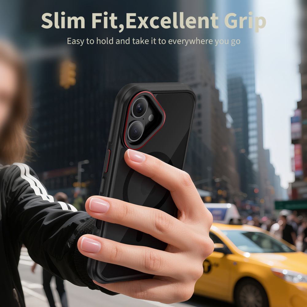 Tech-Protect MagHybrid MagSafe vāciņš iPhone 17 tālrunim – melns un sarkans | Phone Case Cover (3)