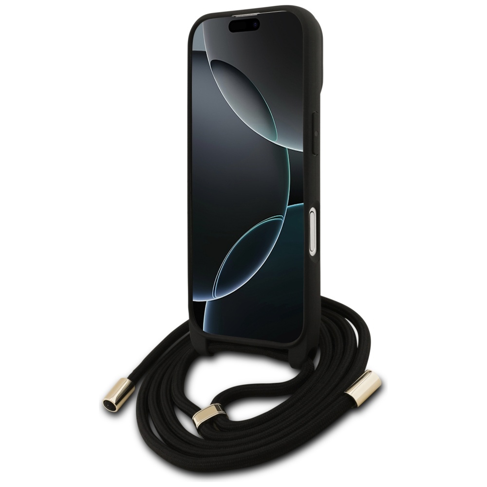 Guess 4G Big Logo Cord Stap soma–maks telefona maciņš iPhone 17 – brūns | Phone Case Cover (2)