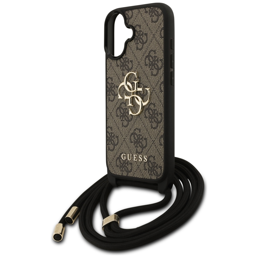 Guess 4G Big Logo Cord Stap soma–maks telefona maciņš iPhone 17 – brūns | Phone Case Cover (3)