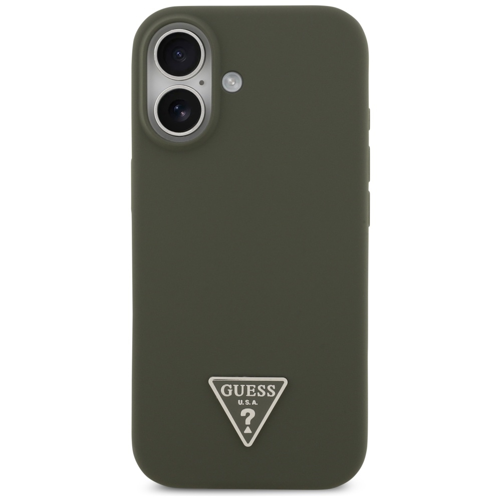 Guess silikona MagSafe vāciņš ar trīsstūra logotipu iPhone 17 telefonam – zaļš | Phone Case Cover (1)