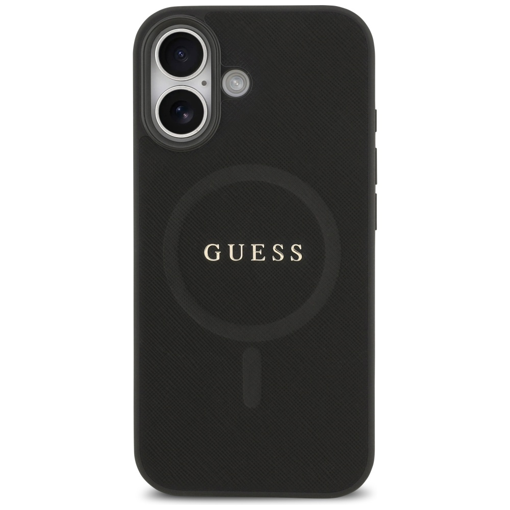 Guess Saffiano Classic Logo MagSafe vāciņš iPhone 17 tālrunim – melns | Phone Case Cover (1)
