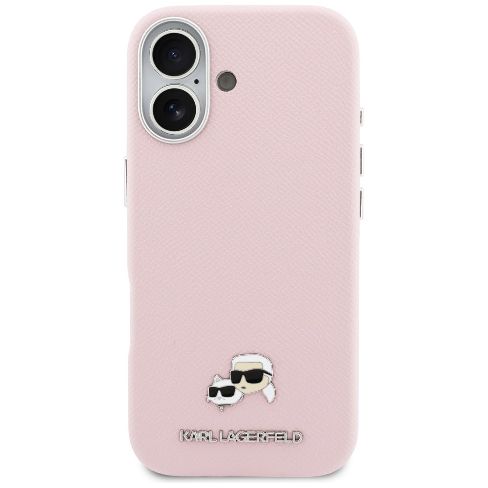 Karl Lagerfeld Karl & Choupette Head Pins Saffiano MagSafe magsafe vāciņš iPhone 17 – rozā | Phone Case Cover (1)