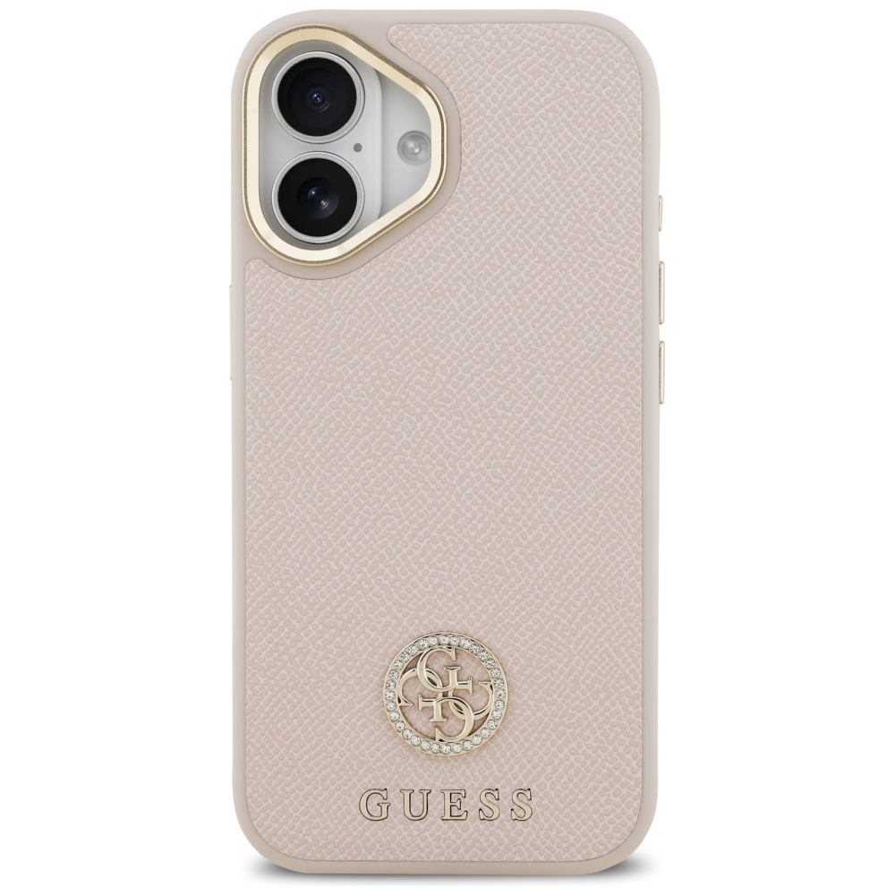 Guess Grained Strass MagSafe Vāciņš iPhone 17 Telefonam - Rozā | Phone Case Cover (1)