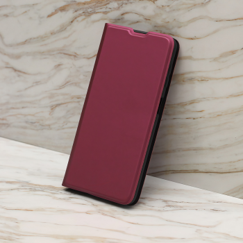 Apple iPhone 17 6.3'' Smart Soft Book Case Cover, Burgundy | Telefona Vāciņš Maciņš Apvalks Grāmatiņa