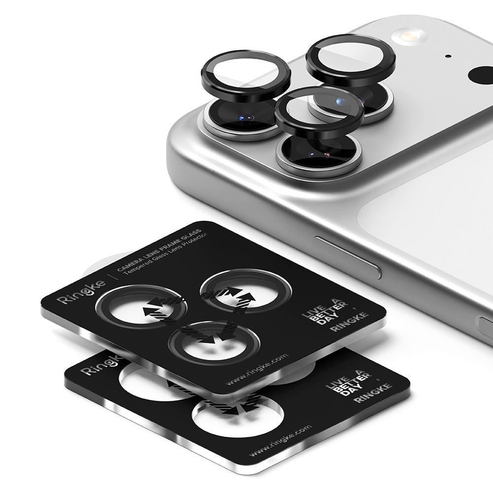 Ringke kameras rāmja aizsargs, 2 gab., iPhone 17 Pro / Max - Melns | Camera Frame Protector 2-Pack Black (1)