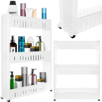 Pārvietojams plaukts uz riteņiem (ratiņi) virtuvei / vannas istabai, Balts | Storage Trolley on Wheels