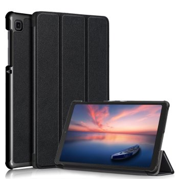 Samsung Galaxy Tab A7 Lite (SM-T220/T225) Tri-fold Stand PU Leather Case Cover, Black | Planšetdatora Apvalks Vāks Maciņš Grāmatiņa