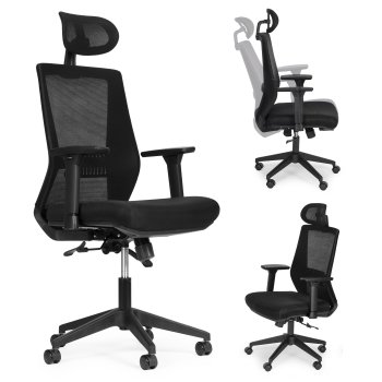Ergonomisks biroja krēsls ModernHome ar regulējamu augstumu, melns
