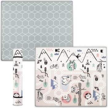 Divpusējs sarullējams bērnu paklājs Nukido NK-342 | Kids Roll-up Foam Mat