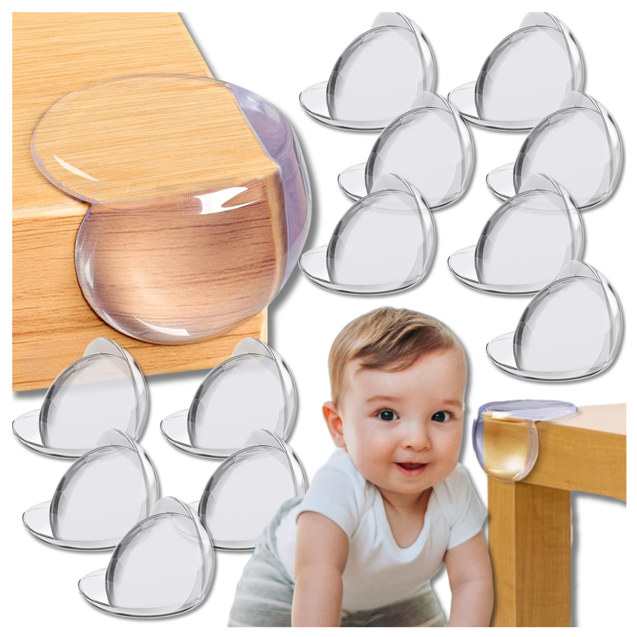 Apaļi mēbeļu stūru aizsargi Nicekids, 12 gab., caurspīdīgi