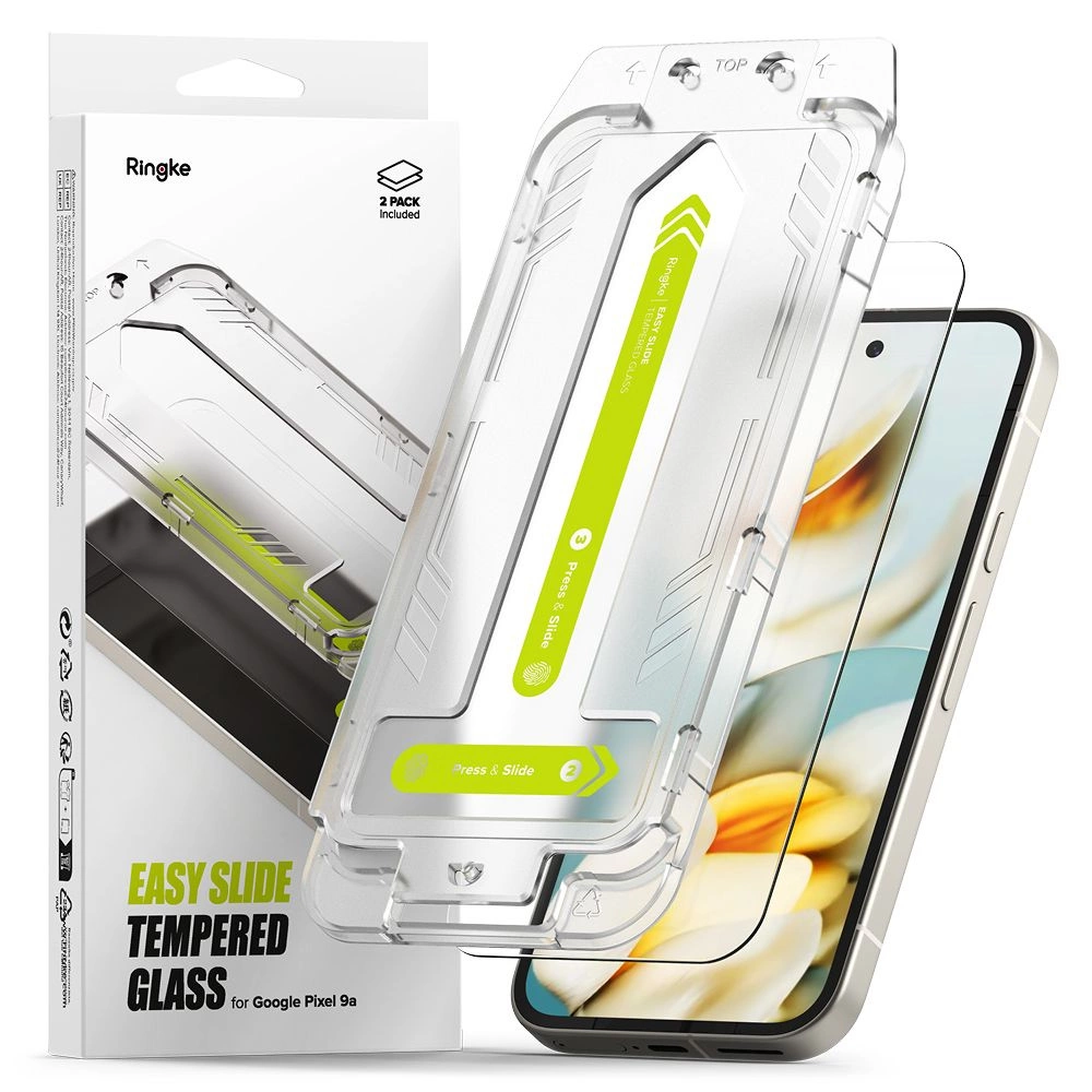 Ringke Easy Slide 2-gabalu rūdītā stikla komplekts Google Pixel 9A | 2-Pack Tempered Glass
