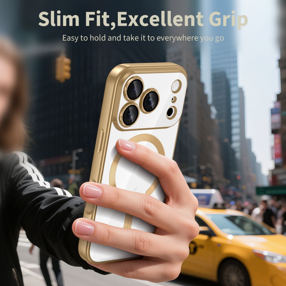 Tech-Protect MagFlex MagSafe vāciņš iPhone 17 Pro - Caurspīdīgs zelta | Phone Case Cover Transparent Gold (2)
