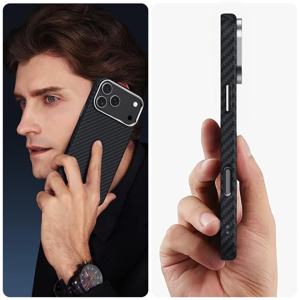 Tech-Protect Ion Carbon MagSafe vāciņš iPhone 17 Pro - melns un sudraba | Phone Case Cover Black And Silver (2)