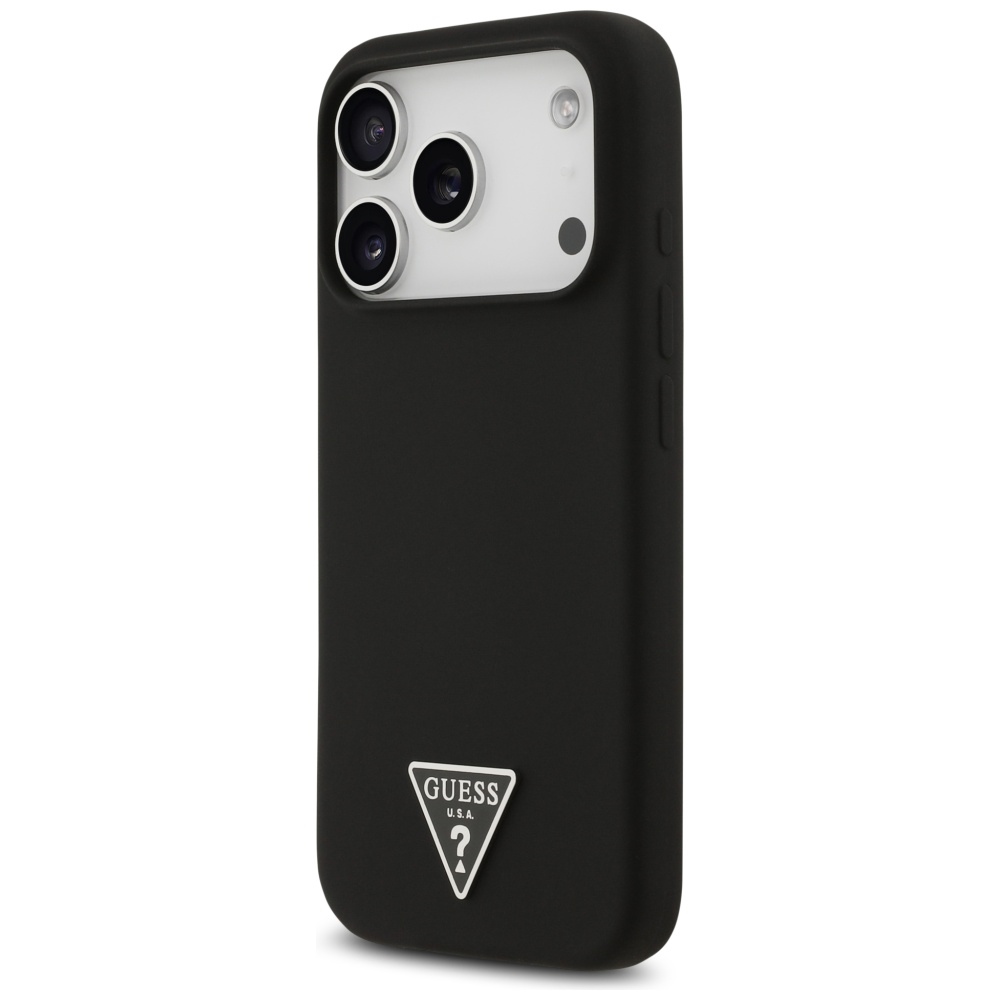 Guess Silikona Triangle Logo MagSafe vāciņš iPhone 17 Pro - Melns | Silicone Phone Case Cover Black (0)