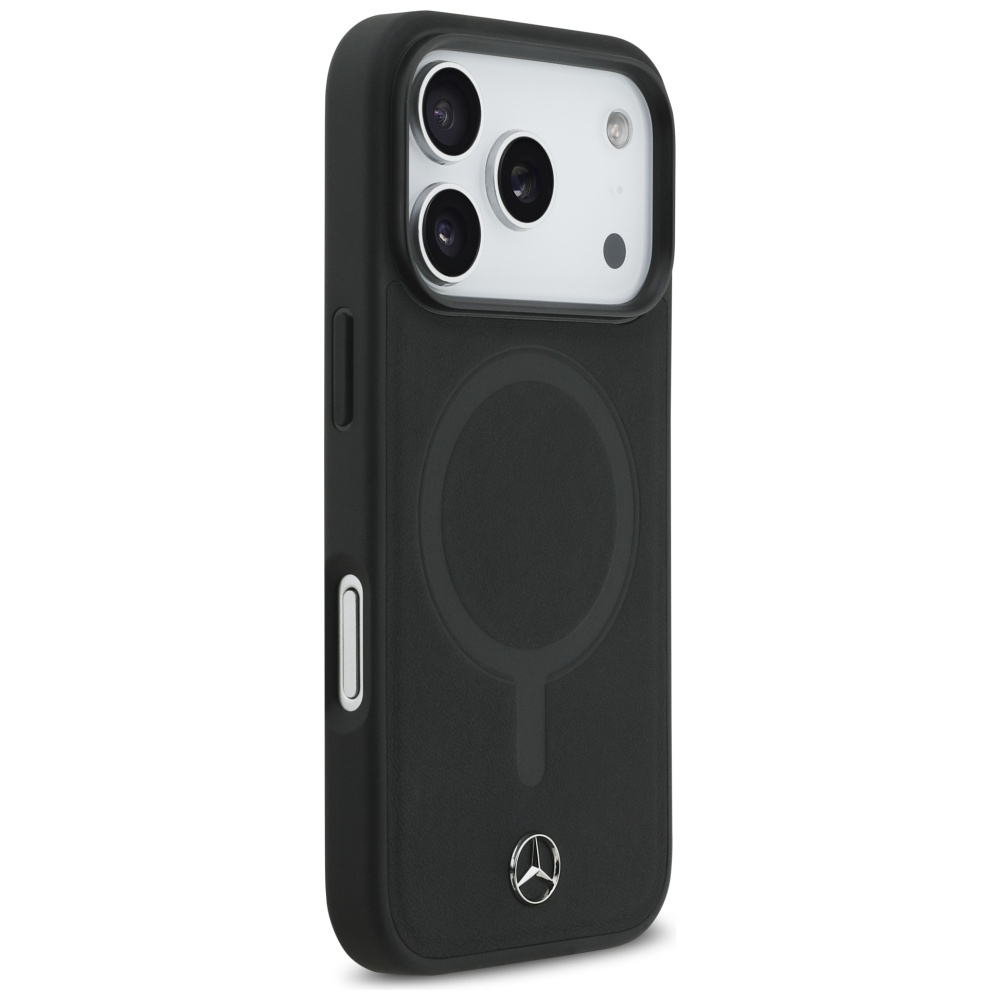 Mercedes Plain Smooth Leather MagSafe vāciņš iPhone 17 Pro - melns | Phone Case Cover Black (2)