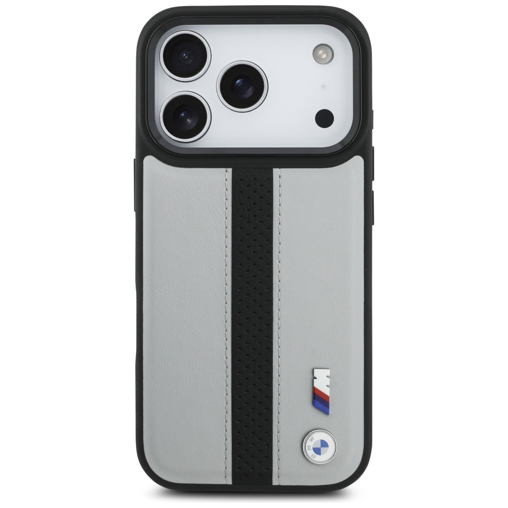 BMW M Perētās svītras logotipa MagSafe vāciņš iPhone 17 Pro - Pelēks | Perated Stripe Logo Phone Case Cover Gray (1)
