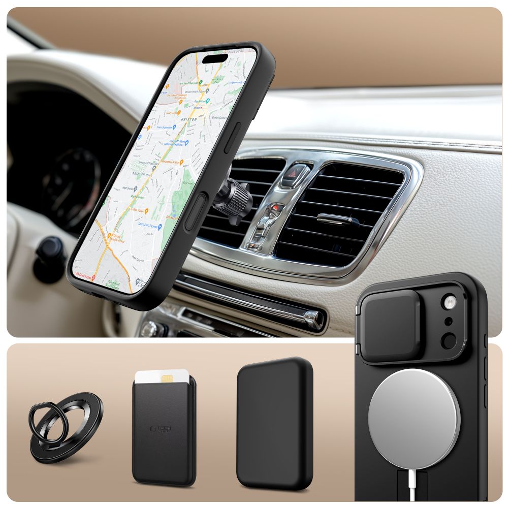 Tech-Protect Kevlar Aura MagSafe vāciņš iPhone 17 Pro - Melns | Phone Case Cover Black (1)