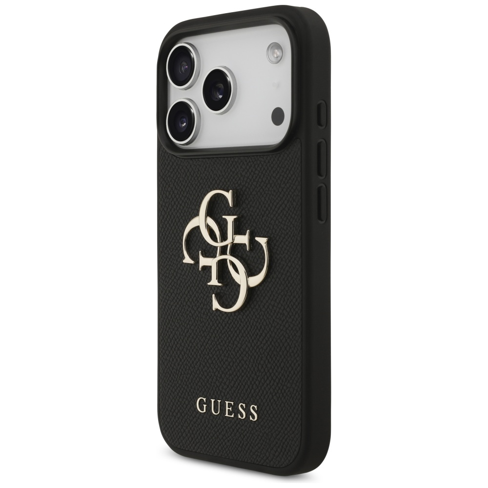 Guess Grained Big 4G & Classic Logo vāciņš iPhone 17 Pro - melns | Phone Case Cover Black (0)