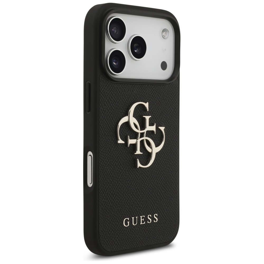 Guess Grained Big 4G & Classic Logo vāciņš iPhone 17 Pro - melns | Phone Case Cover Black (2)