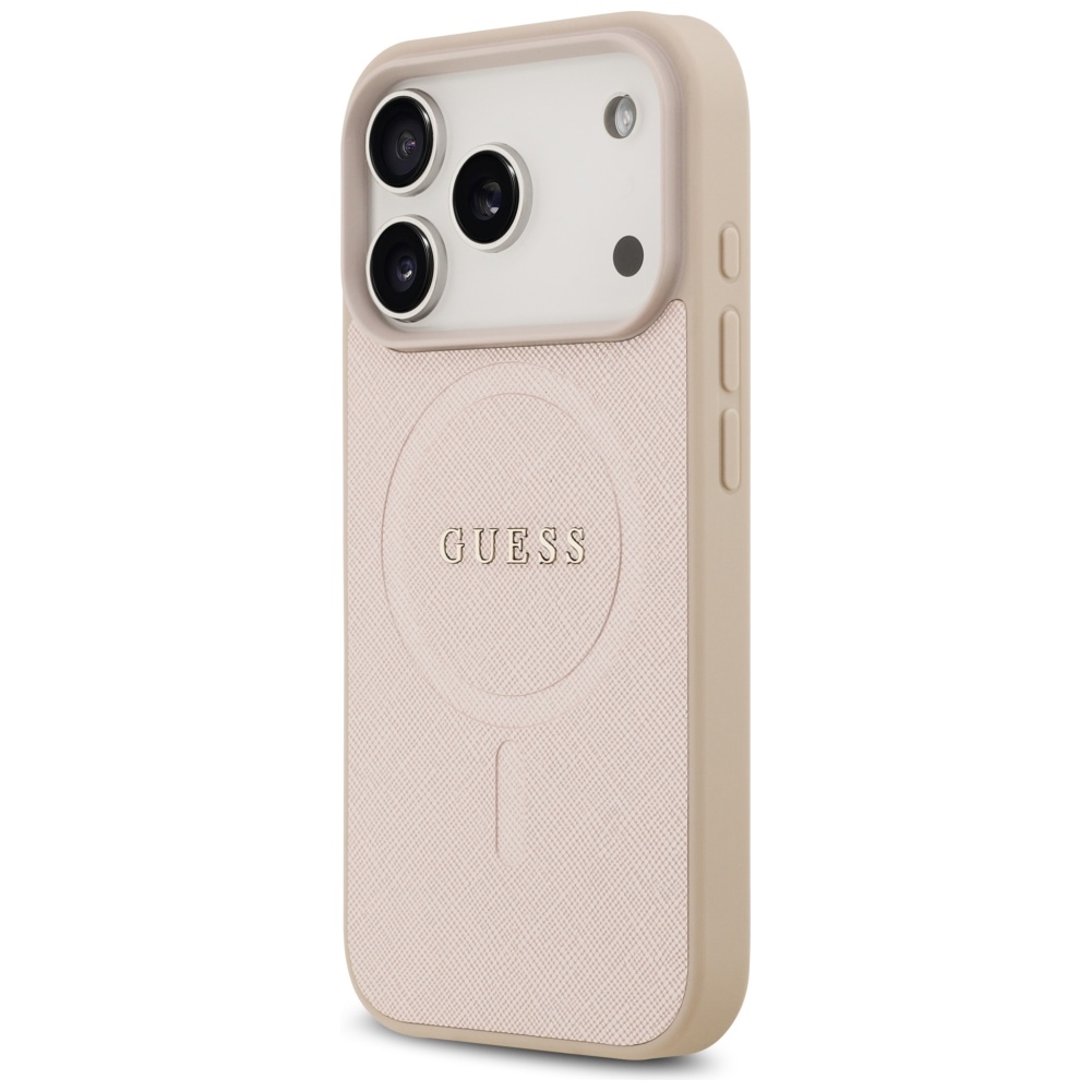 Guess Saffiano Classic Logo MagSafe vāciņš iPhone 17 Pro - Rozā | Phone Case Cover Pink (0)