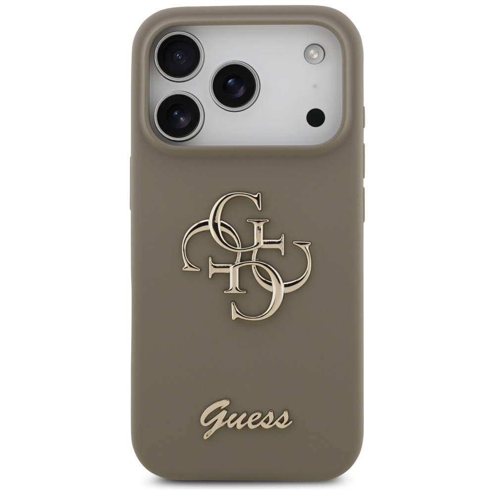 Guess Silicone Big 4G Script silikona maciņš iPhone 17 Pro - brūns | Phone Case Cover (1)