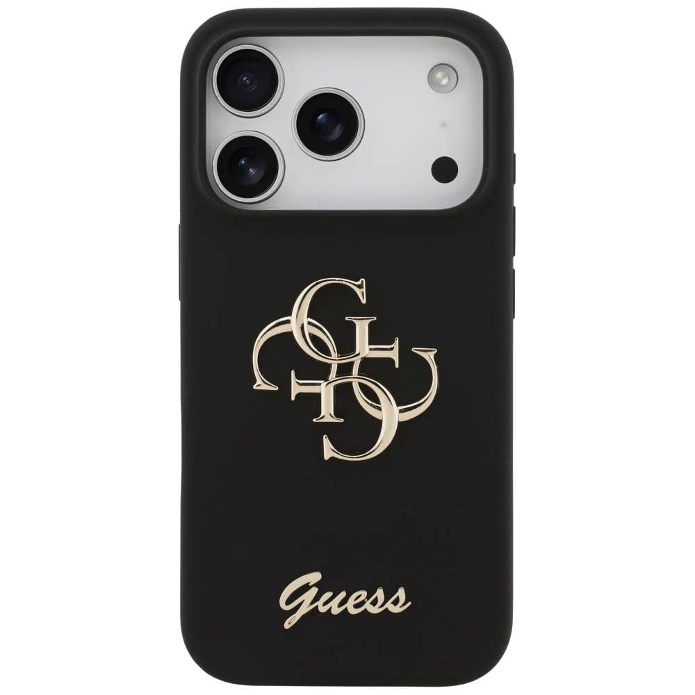Guess silikona Big 4G Script maciņš iPhone 17 Pro — melns | Phone Case Cover (1)