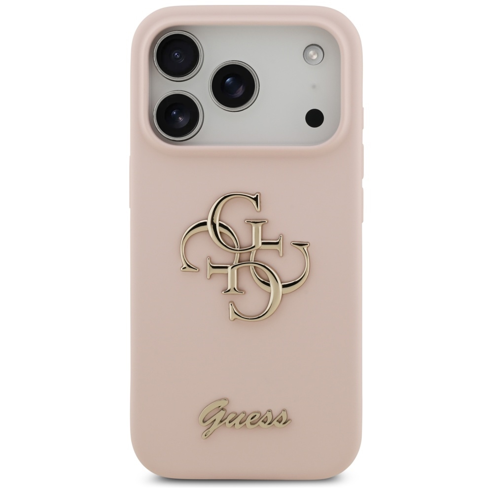 Guess silikona apvalks Big 4G Script iPhone 17 Pro telefonam — rozā | Phone Case Cover (1)