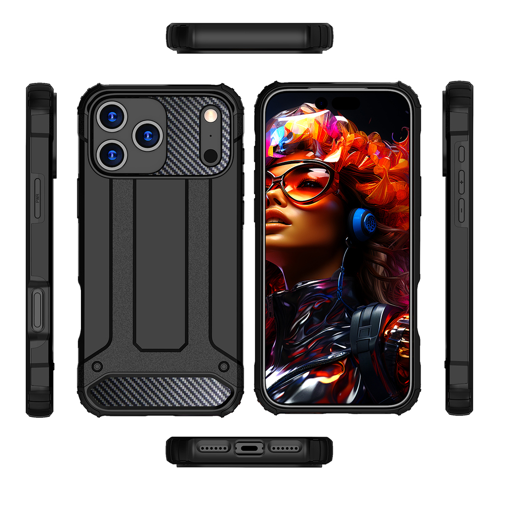 Hibrīda bruņu maciņš iPhone 17 Pro – melns | Phone Case Cover (2)