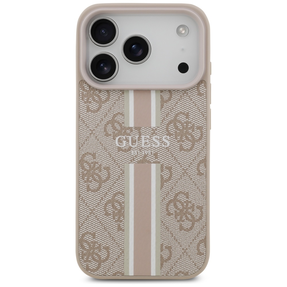 Guess 4G Printed Stripes MagSafe Maciņš ar MagSafe iPhone 17 Pro – Rozā | Phone Case Cover (1)