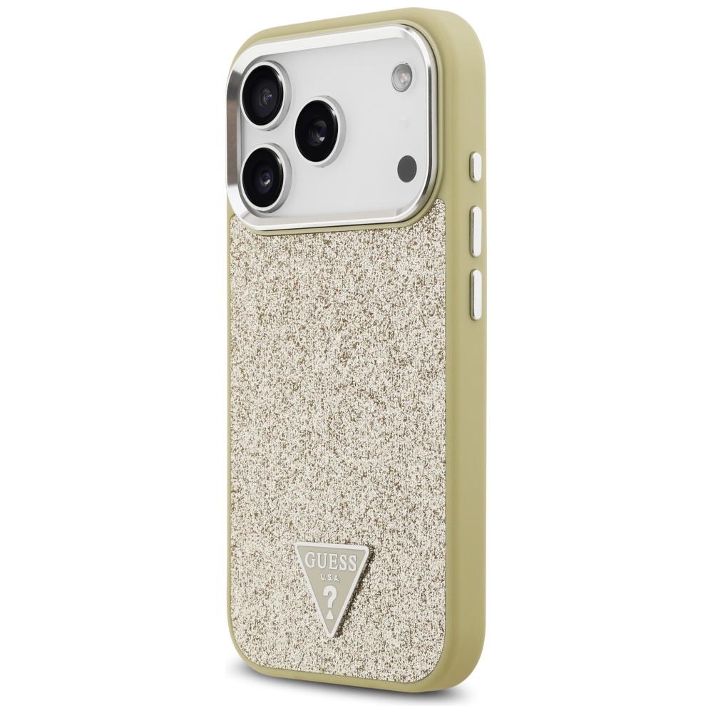 Guess Glitter Trīsstūra Logotipa MagSafe Maciņš iPhone 17 Pro – Zelts | Phone Case Cover (0)