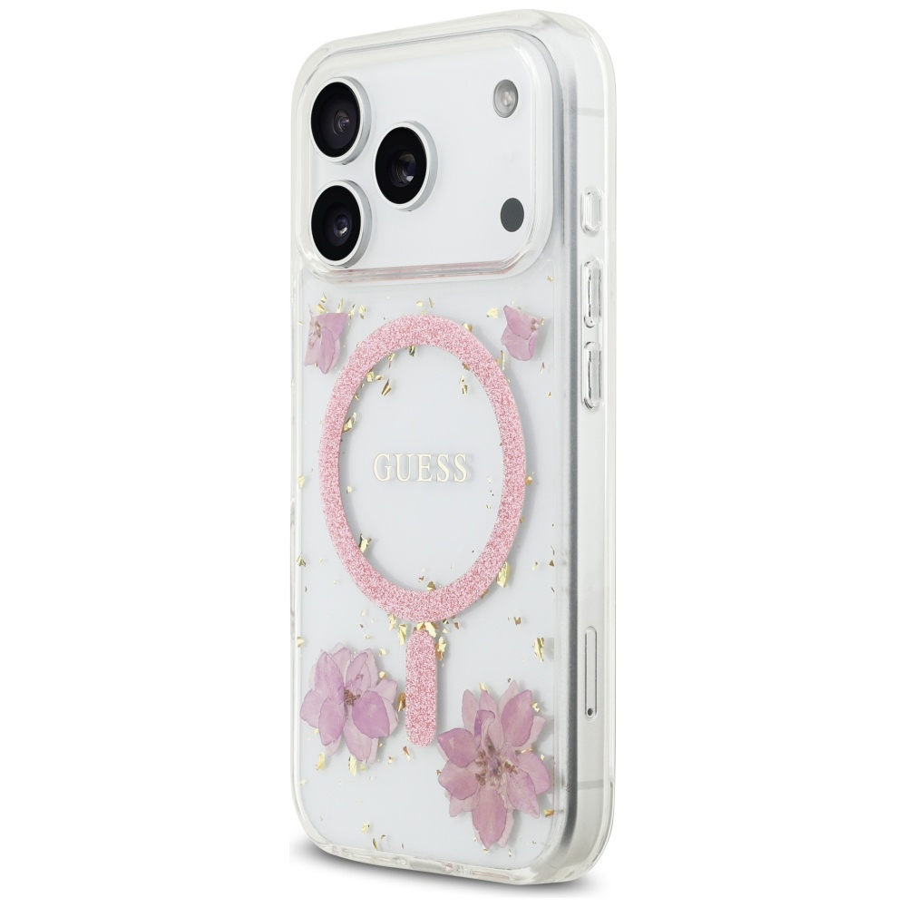 Guess Resin Flowers Glitter MagSafe MagCase iPhone 17 Pro telefonam – rozā | Phone Case Cover (0)