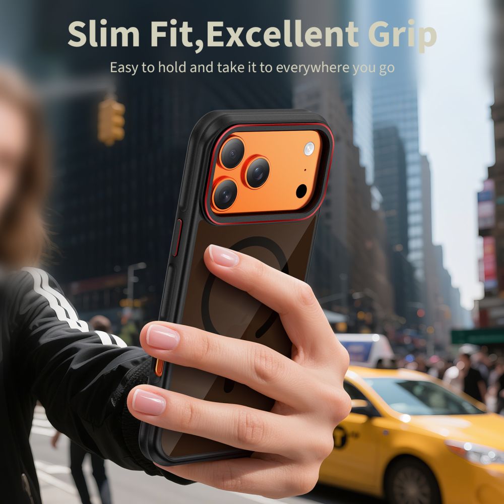 Tech-Protect MagHybrid MagSafe vāciņš iPhone 17 Pro – melns un sarkans | Phone Case Cover (3)