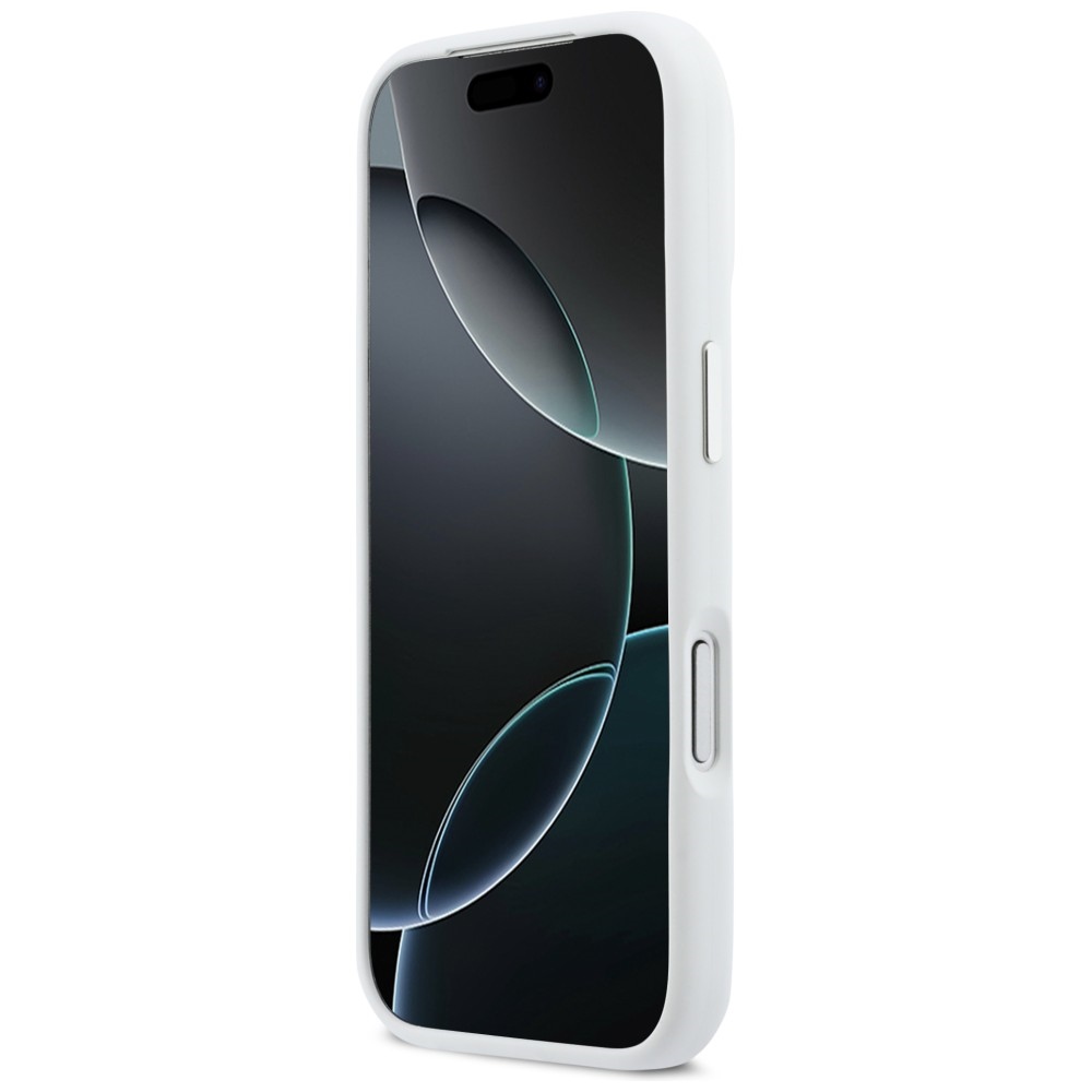 BMW M silikona Maciņš ar horizontālām līnijām un MagSafe priekš iPhone 17 Pro – Balts | Phone Case Cover (3)