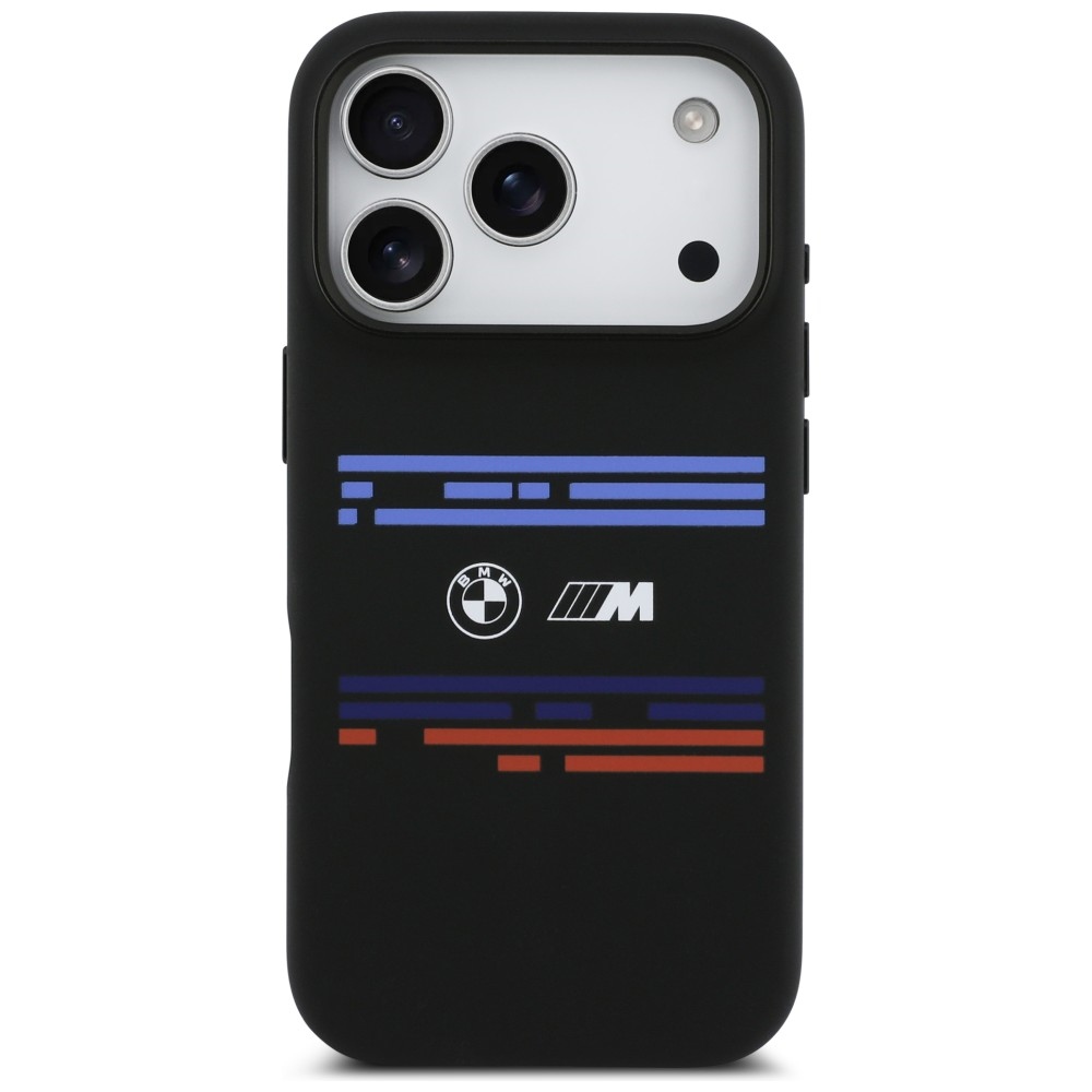 BMW M silikona horizontālo līniju MagSafe vāciņš iPhone 17 Pro tālrunim – melns | Phone Case Cover (1)