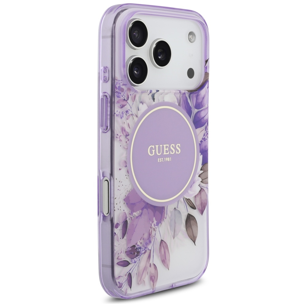 Guess IML Flower & Tonal Circle MagSafe vāciņš iPhone 17 Pro – violets | Phone Case Cover (2)
