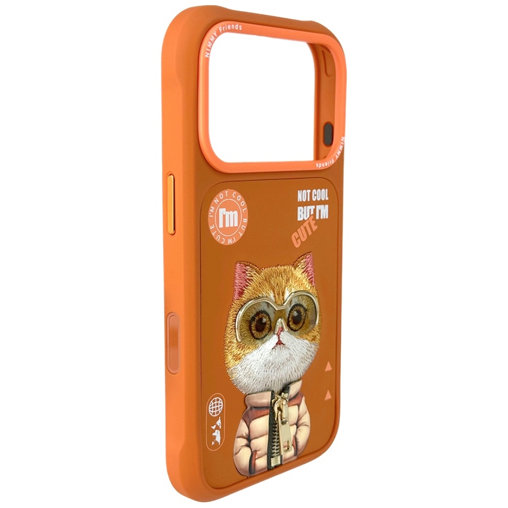 Nimmy Cool&Cute 2.0 kaķa vāciņš iPhone 17 Pro telefonam – oranžs | Phone Case Cover (2)