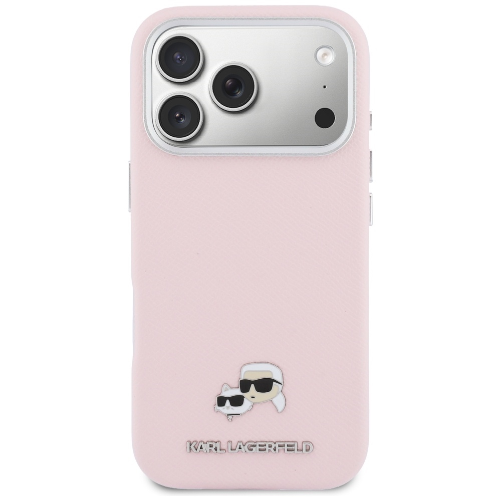 Karl Lagerfeld Karl & Choupette Head Pins Saffiano MagSafe MagCase iPhone 17 Pro – rozā | Phone Case Cover (1)