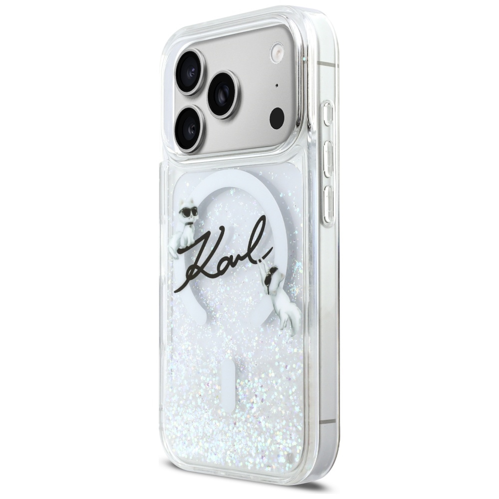 Karl Lagerfeld šķidrās gliteru Karl Script Logo MagSafe vāciņš iPhone 17 Pro – caurspīdīgs | Phone Case Cover (0)