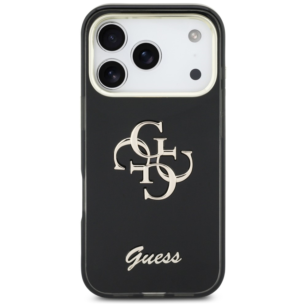 Guess IML 4G Script Metal vāciņš iPhone 17 Pro – melns | Phone Case Cover (1)