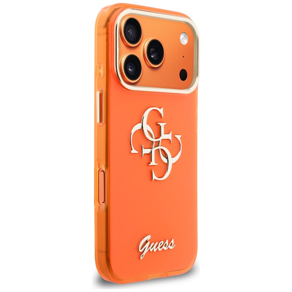 Guess IML 4G Script metāla maciņš iPhone 17 Pro – oranžs | Phone Case Cover (2)