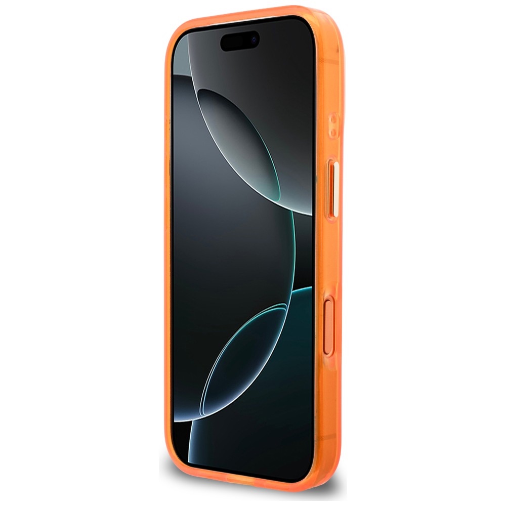 Guess IML 4G Script metāla maciņš iPhone 17 Pro – oranžs | Phone Case Cover (3)