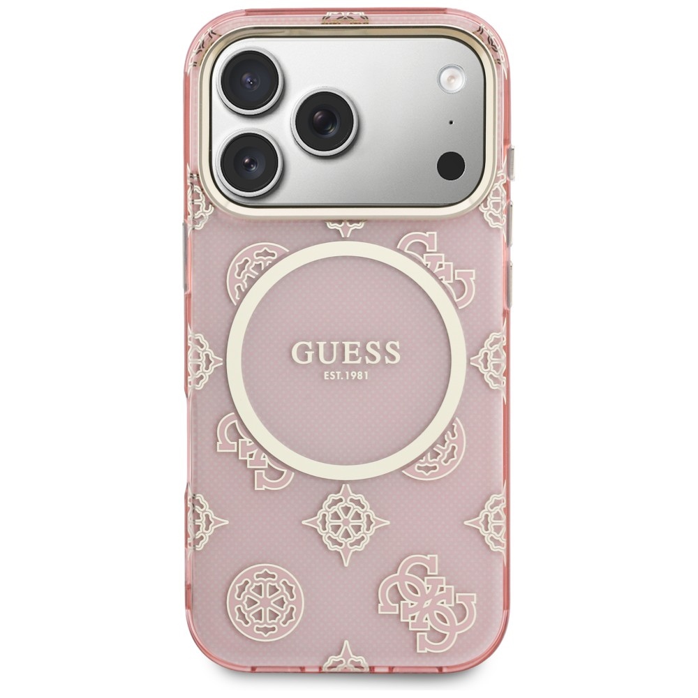 Guess IML Peony Dot MagSafe maciņš ar MagSafe priekš iPhone 17 Pro – rozā | Phone Case Cover (1)