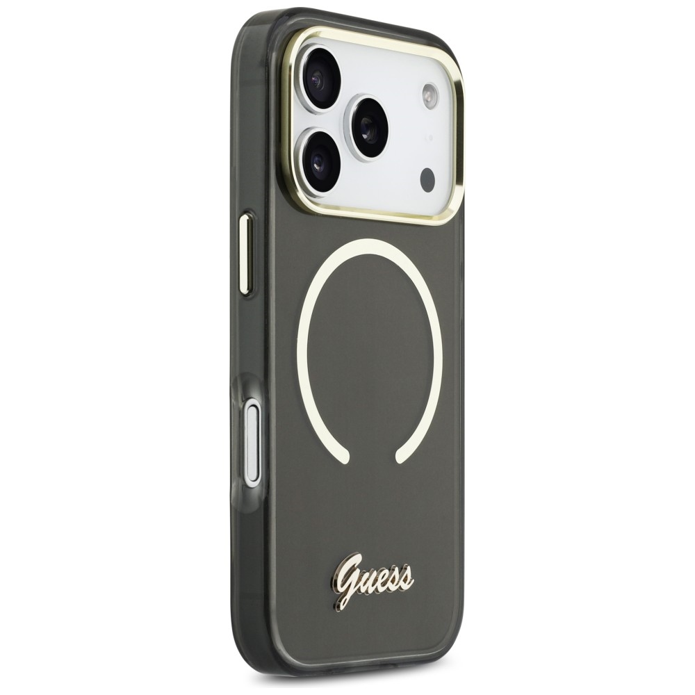 Guess IML Script Metal MagSafe Maciņš iPhone 17 Pro telefonam – Melns | Phone Case Cover (2)