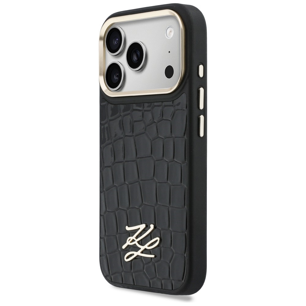 Karl Lagerfeld Croco KL Script Logo MagSafe Maciņš ar MagSafe priekš iPhone 17 Pro – Melns | Phone Case Cover (0)