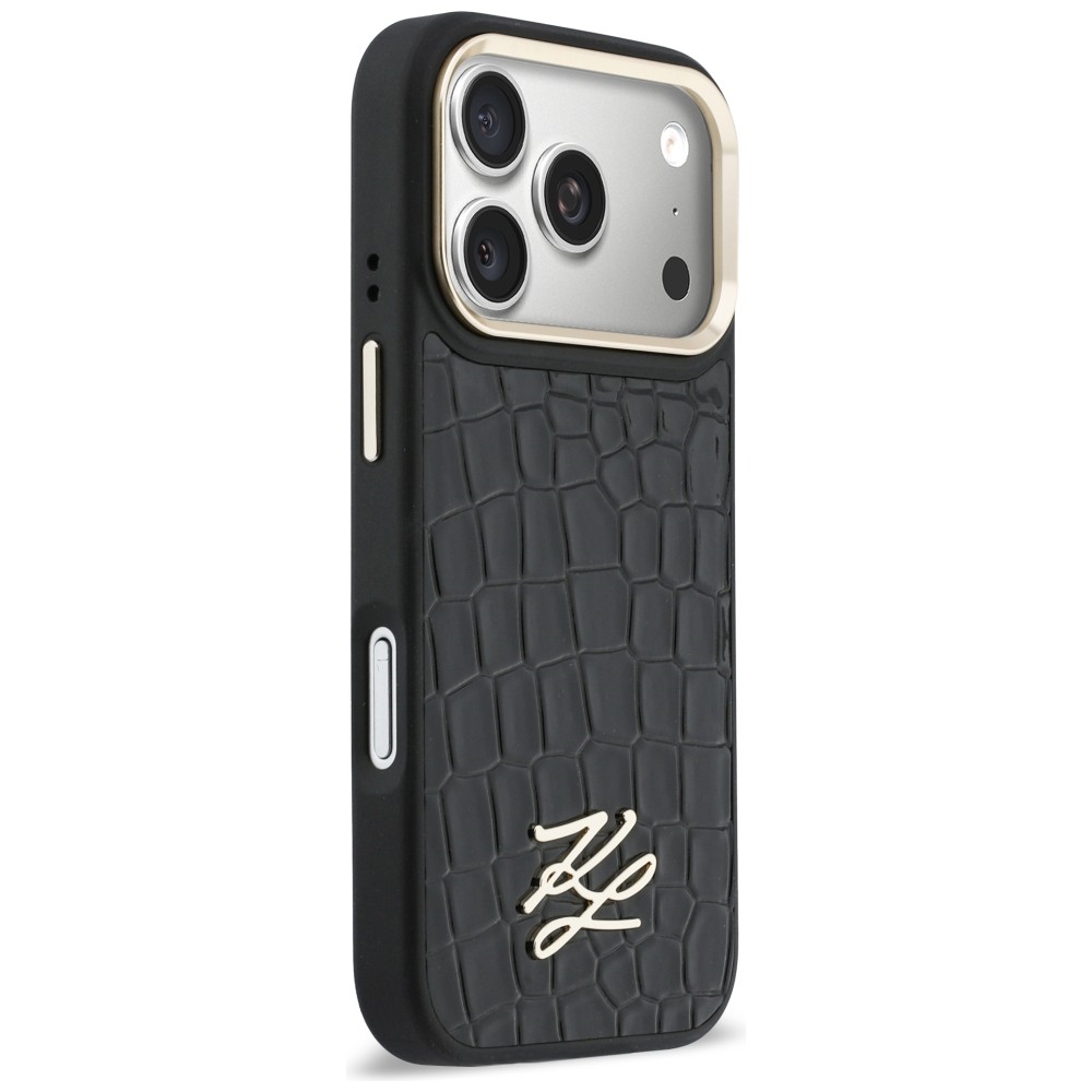 Karl Lagerfeld Croco KL Script Logo MagSafe Maciņš ar MagSafe priekš iPhone 17 Pro – Melns | Phone Case Cover (2)