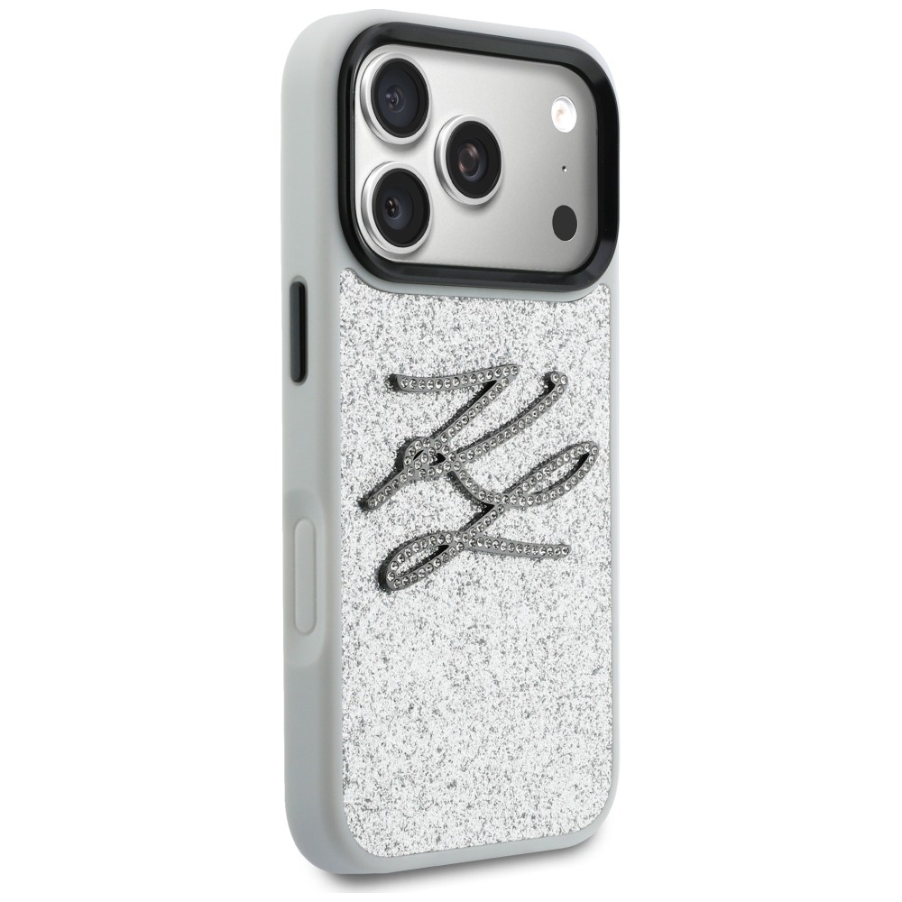 Karl Lagerfeld IML Glitter KL Diamond Logo vāciņš iPhone 17 Pro telefonam – sudraba | Phone Case Cover (2)